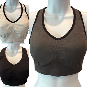 3 Seamless Sports Bras XL – Black‎ White Gray Bundle Racerback Stretch Workout